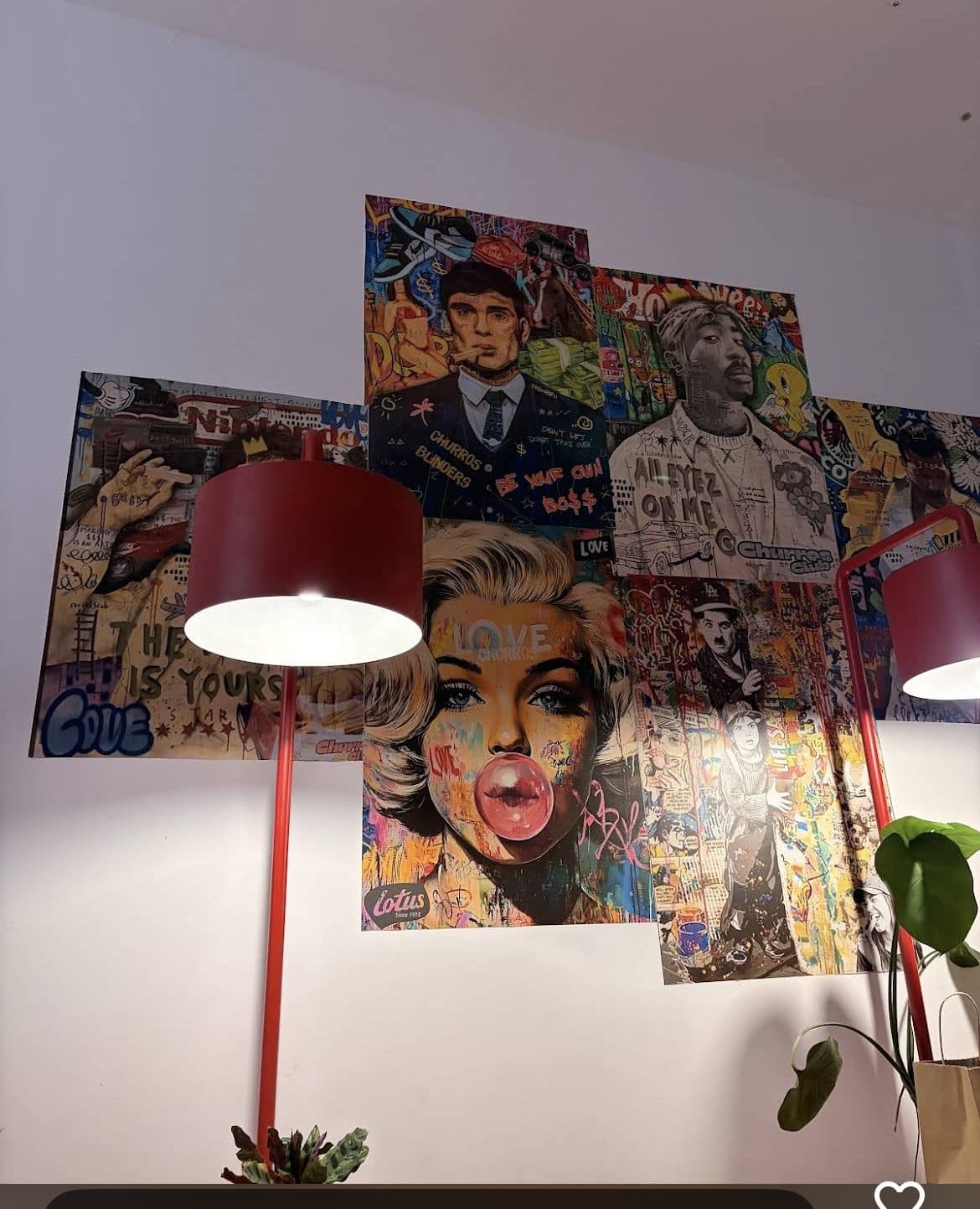 Churros Club's pop-art mural wall inside the shop